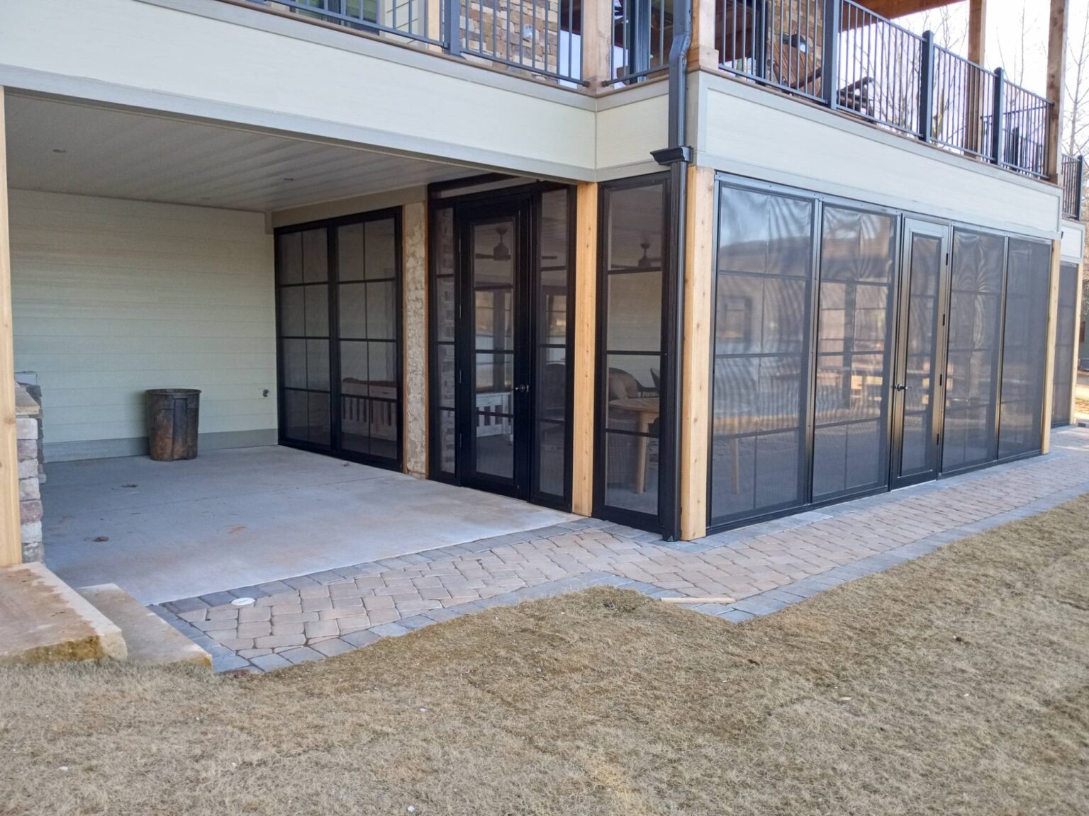 3 season room with exterior patio and brick path in upstate sc